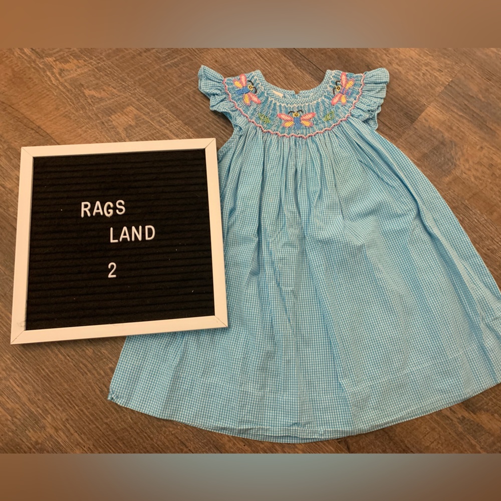 Rags Land smocked dragonfly angel sleeve dress